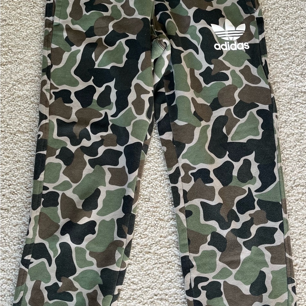 Adidas Kids Green Camouflage Joggers